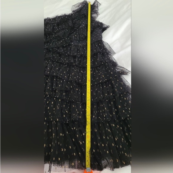 BCBGMaxAzria One Shoulder Black and Gold Tulle Dress - Picture 13 of 13